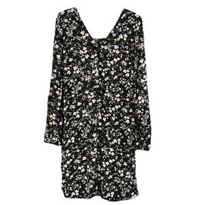 Old Navy Women’s Large Tall Black Floral Long Sleeve Smocked Waist Dress